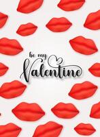 Colorful art featuring bold red lips and a romantic message for Valentine's Day vector