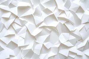 Textured paper cutouts in vibrant geometric shapes layered harmoniously on a clean white surface, showcasing creativity and design elements photo