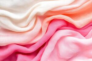 Luxurious texture of layered soft fabrics in light cream, dusty rose, and soft pink creating an elegant aesthetic for various design projects photo