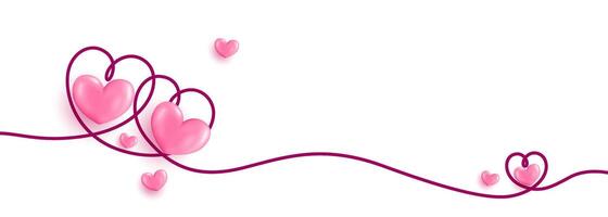 Hand drawn heart in a continuous line style and 3d heart. Minimalist love symbol, perfect for simple designs. vector