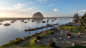 Aerial View of Coast City in Morro Bay California United States. photo
