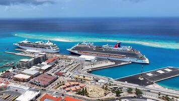 Aerial View of Port of Aruba in Oranjestad Caribbean Netherlands Aruba. photo