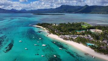 Incredible Le Morne Beach at Port Louis Mauritius Island in Mauritius. Indian Ocean Shades Of Blue. photo