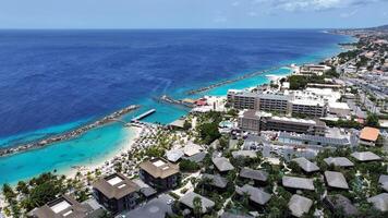 High Angle of Curacao Skyline at Willemstad in Netherlands Curacao.. Sunny Sea. photo