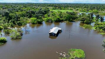 Aerial View of Amazonian Rainforest at Manaus Amazonas Brazil. Blockhouse Water. photo