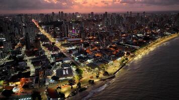 Aerial View of Beach Sunset in Joao Pessoa Paraiba Brazil. photo