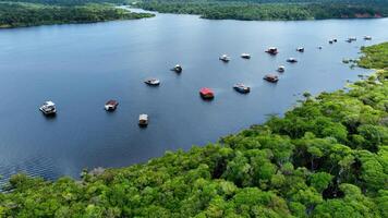 Incredible Boat Sailing at Manaus Amazonas Brazil. Floating Houses Float. photo