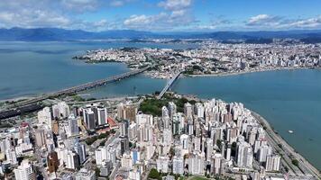 Above view of Florianopolis Skyline in Florianopolis Santa Catarina in Brazil. Coastline Coast. photo