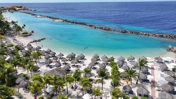 Incredible Mambo Beach at Willemstad Netherlands in Curacao.. Landscape Leisure. photo