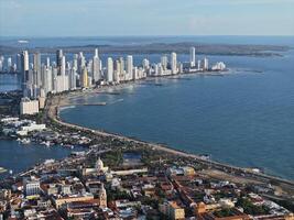 Above Cartagena Skyline in Cartagena de India Bolivar in Colombia . Architecture Background. photo