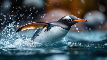 Graceful Penguin Gliding Through the Water photo