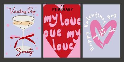 Valentines Day. February 14 vintage banner design concept. Set of Valentines day greeting cards. posts on social networks, elements for print vector