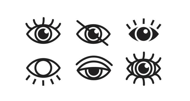 set of eye icon illustrations in various forms, symbols of visibility or sight. suitable for creating posters and websites vector