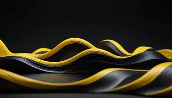 a black and yellow wavy fabric on a black surface photo