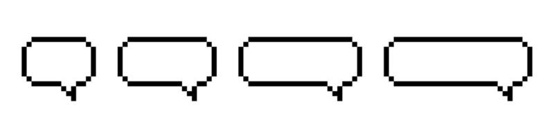 Speech bubble pixel art icon set. vector