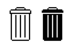 Trash pixel icon simple design pixel art vector