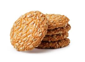 Oatmeal cookies stacked together showing golden color and texture in a simple presentation photo