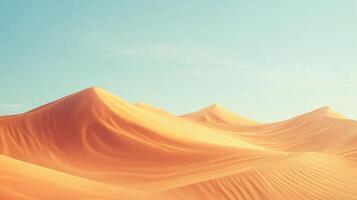 Rolling sand dunes bathed in sunlight create a mesmerizing desert landscape photo