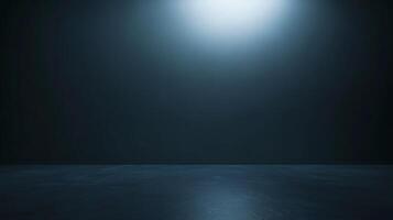 Empty dark room with polished floor and dramatic lighting creating a mysterious atmosphere, perfect for product placement or presentations photo