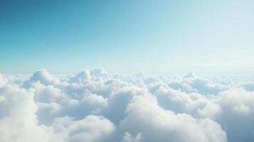 Beautiful white cloudscape view from airplane window on sunny day photo