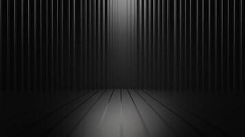 Empty dark room with vertical lines and wooden floor is creating a dramatic atmosphere photo