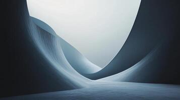 Minimalist abstract landscape with smooth curves creating a canyon leading to bright light photo