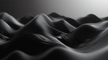 Smooth black waves creating an abstract mountainous landscape with a modern and elegant feel photo