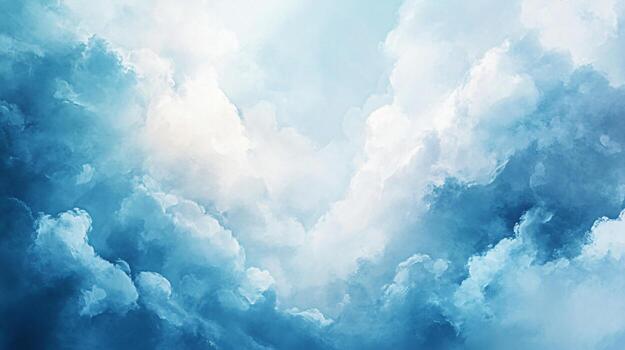 Beautiful blue cloudscape with light breaking through, creating a serene and uplifting atmosphere photo