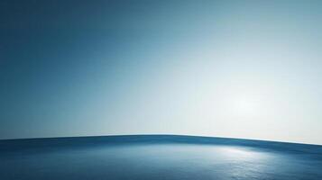 Minimalist landscape featuring a vast, empty space under a clear sky with a bright sun shining over the horizon photo