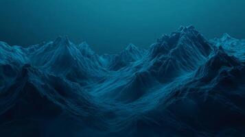 Monochromatic blue mountain range extending to the horizon, creating a mysterious and minimalist landscape photo