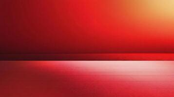 Red wooden floor merging with a red sea under a red sky creating a monochromatic background photo