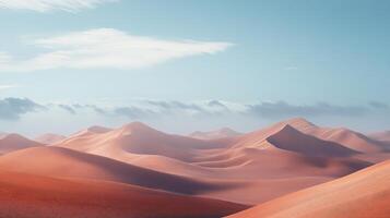 Rolling sand dunes extend across a desert landscape under a cloudy sky, creating a serene and minimalist scene photo