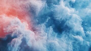 Colorful smoke mixing red and blue hues, creating abstract patterns and textures, ideal for backgrounds photo