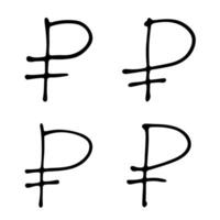 Hand drawn russian ruble set Brush stroke doodle Single element for design 1 vector