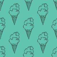 Seamless pattern with ice cream doodle for decorative print, wrapping paper, greeting cards, wallpaper and fabric 1 vector