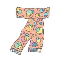 Knitted scarf doodle Hand drawn winter accessories Single design element for card, print, design, decor 1 vector