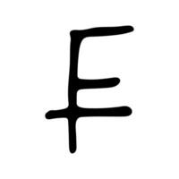 Hand drawn swiss franc currency symbol. Brush stroke doodle. Single element for design 1 vector