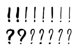 Hand drawn ink question and exclamation mark illustration in sketch style. Elements for design 1 vector