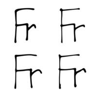 Hand drawn french franc gold currency symbol set Brush stroke doodle Single element for design 1 vector