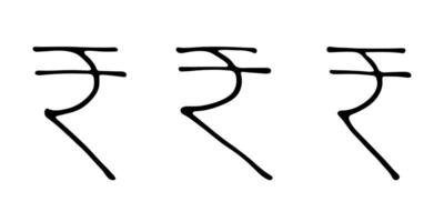 Hand drawn rupee currency symbol set Brush stroke doodle Single element for design 1 vector