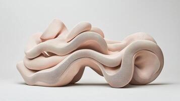 Abstract Beige Sculptural Art Composition with Organic Textures and Fluid Shapes photo
