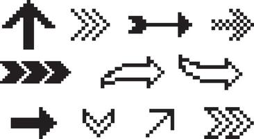 A set of pixel arrows, a double arrow. collection of 8 bit arrow direction vector