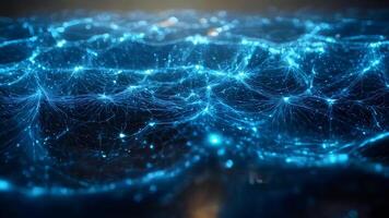 Abstract background with blue glowing waves on dark background video