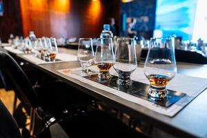 Engaging cocktail preparation and alcohol tasting event in a stylish venue photo