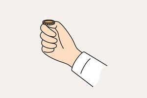 Using coin for toss up and choosing between heads and tails, to make difficult decision vector
