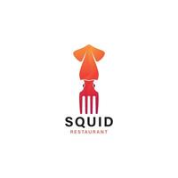 Squid Fork Logo design template. vector