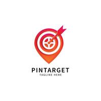 modern pin target or location targeting logo, icon map, business marketing logo design vector