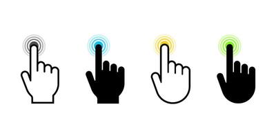 Hand click icon set. Clicking finger icon. Pointer icons. Hand cursor icons vector