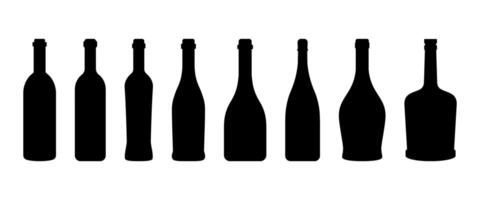 Wine bottle types illustrations set. Wine bottle silhouette isolated on white background. vector