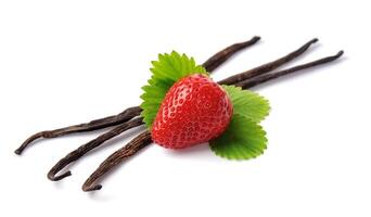 Sticks of vanilla and strawberry. Cooking ingredient photo